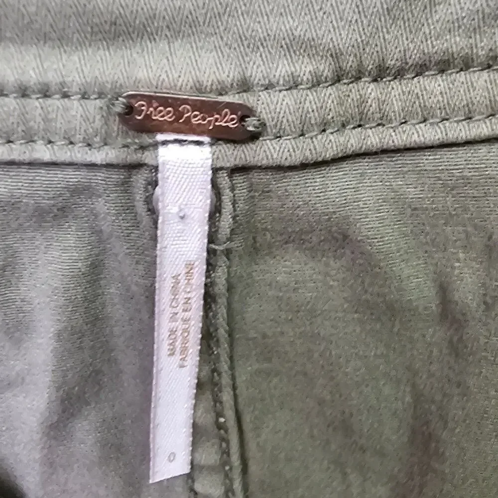 Free People Olive Green Zip Front Mini Skirt Size 0 Utility Cargo Boho Festival - Picture 4 of 5